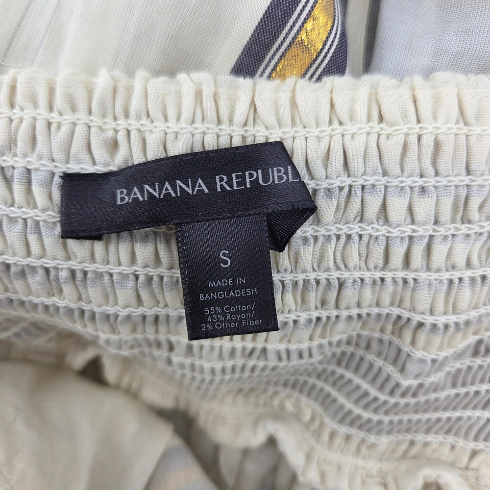 Banana Republic Strappy Pintuck Maxi Dress Small Gold Metallic Stripe - Picture 6 of 7